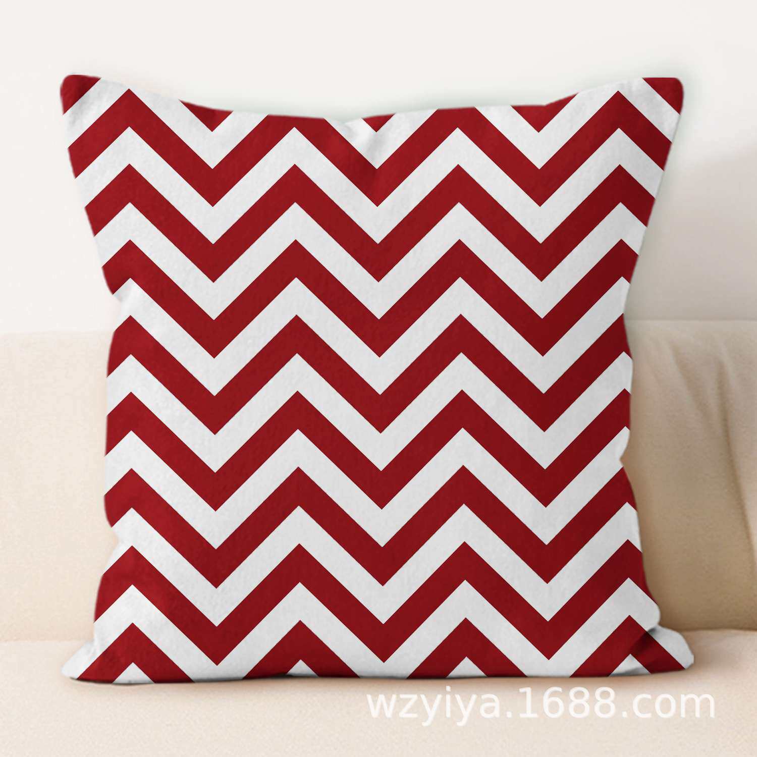 红色几何抱枕套简约现代汽车护腰靠枕办公室午休枕头客厅沙发装饰