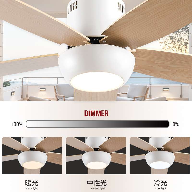 家用实木直叶风扇吊灯客厅餐厅北欧简约现代静音电扇吊灯中山工厂