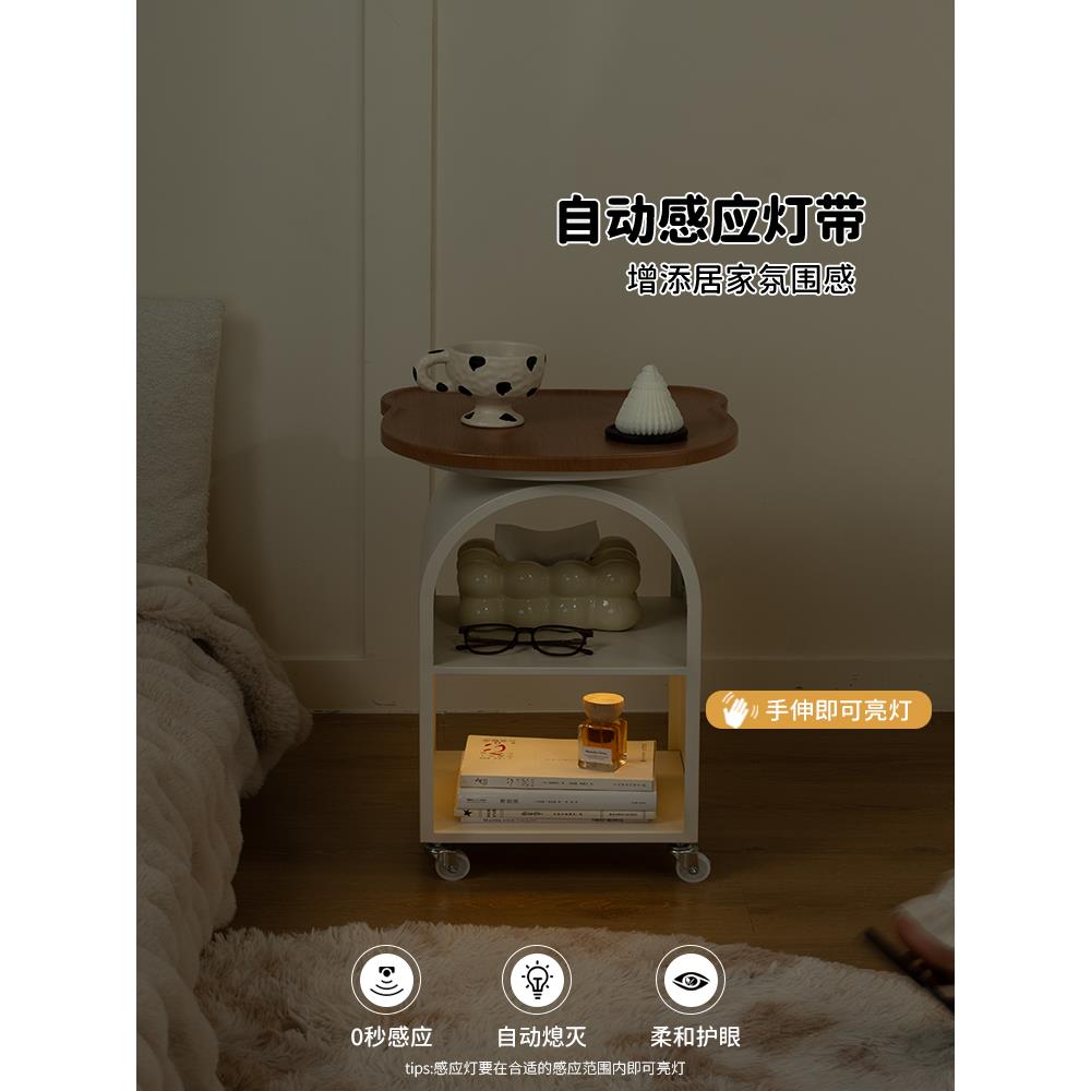 新疆包邮儿童房床头柜小型家用卧室铁艺奶油风可移动床边几置物架