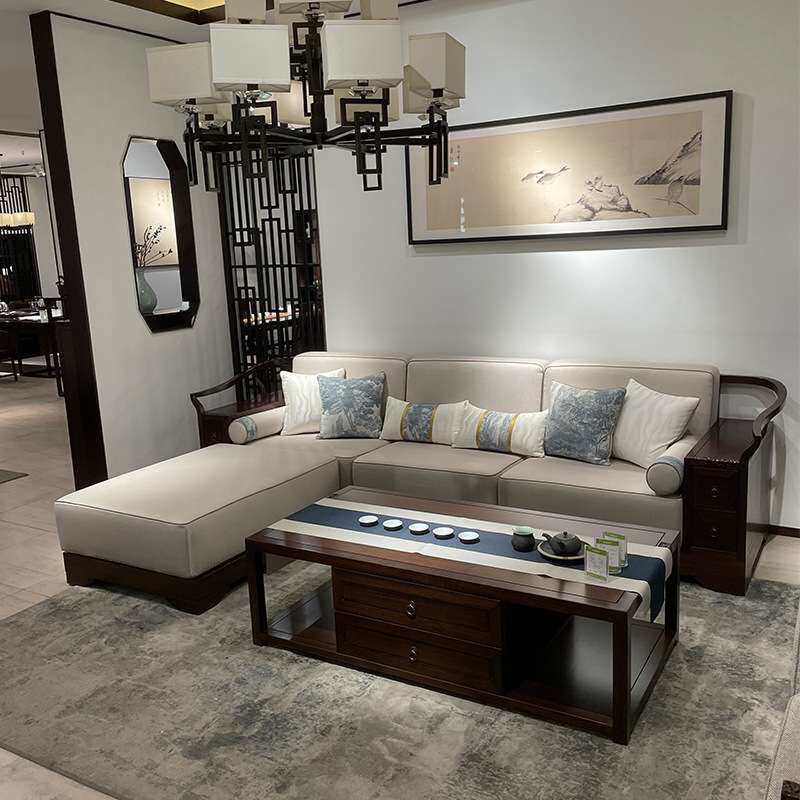 新中式实木沙发现代客厅储物沙发组合转角贵妃榻小户型中国风家具