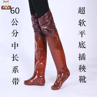 下田插秧水鞋软底女长筒雨靴男水袜稻田靴子农田鞋水田靴农用栽秧