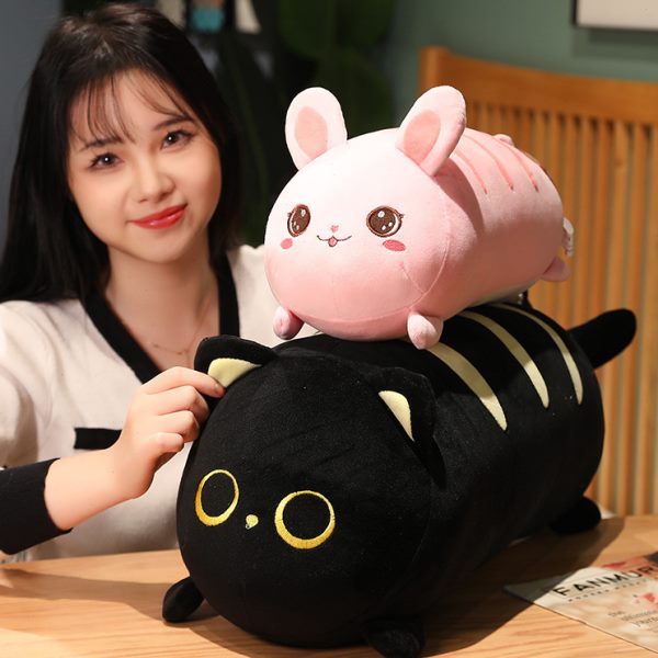 可爱暹罗猫抱枕毛绒玩具卡通黑猫咪玩偶女孩睡觉娃娃超软抱枕礼物