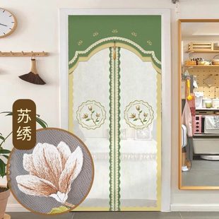 吸磁性粘贴免打孔防魔术贴蝇隔断帘刺绣夏季 门帘防蚊门帘家用自款