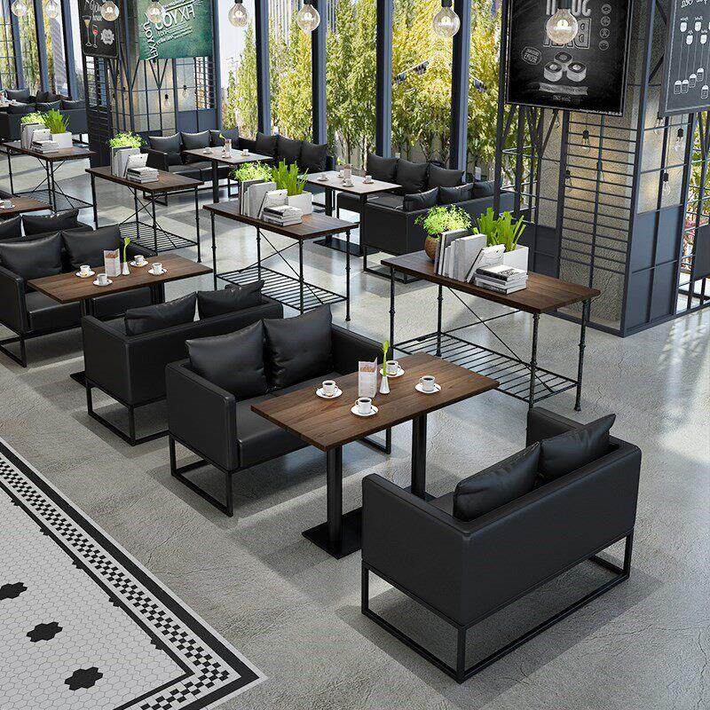 复古工业风桌椅组合酒吧清吧烧烤店休息区西餐厅咖啡厅卡座沙发