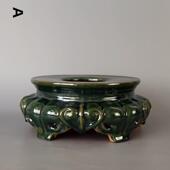 一风堂石湾老旧盆盆景盆花座花架莲花底座高温烧制中式 包邮 纯陶