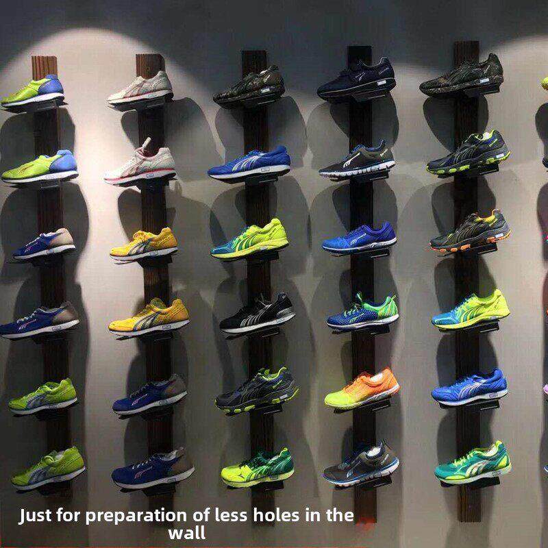 节省空间安装简单上墙木质鞋展示架鞋店鞋托架货架陈列架卖鞋架子