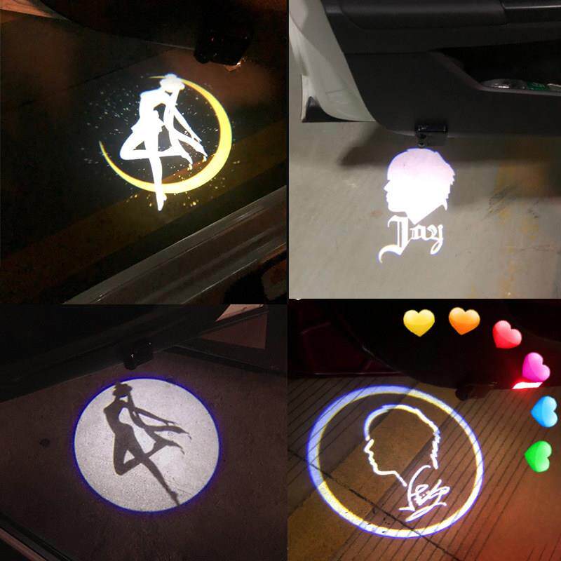 汽车车门迎宾灯周杰伦无线装饰车门灯投影灯开门感应灯抖音美少女