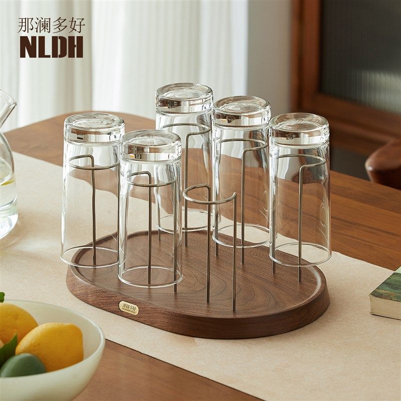 桌面实木水杯置物架不锈钢倒挂沥水架黑胡桃木杯架客厅玻璃杯收纳,家庭/个人清洁工具,杯架,淘宝优惠券,粉丝福利购,淘宝优惠卷