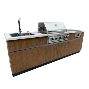 别墅庭院烧烤台花园全铝橱柜烧烤柜成品一体户外厨房嵌入式 烧烤炉