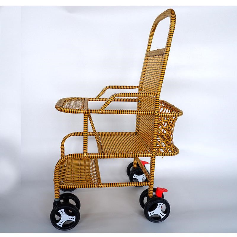 宝宝竹藤藤椅推车婴儿藤编车儿童轻便坐式音乐手推车夏季夏天新款
