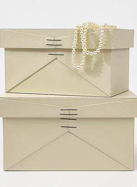 样板间首饰收纳盒衣帽间衣柜皮质储物盒整理盒卧室软装饰品摆件