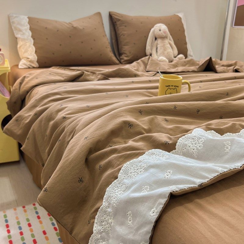 美拉德皱皱纱夏凉被四件套薄款夏被单双人空调被子可机洗非全纯棉,床上用品,化纤被,淘宝优惠券,粉丝福利购,淘宝优惠卷