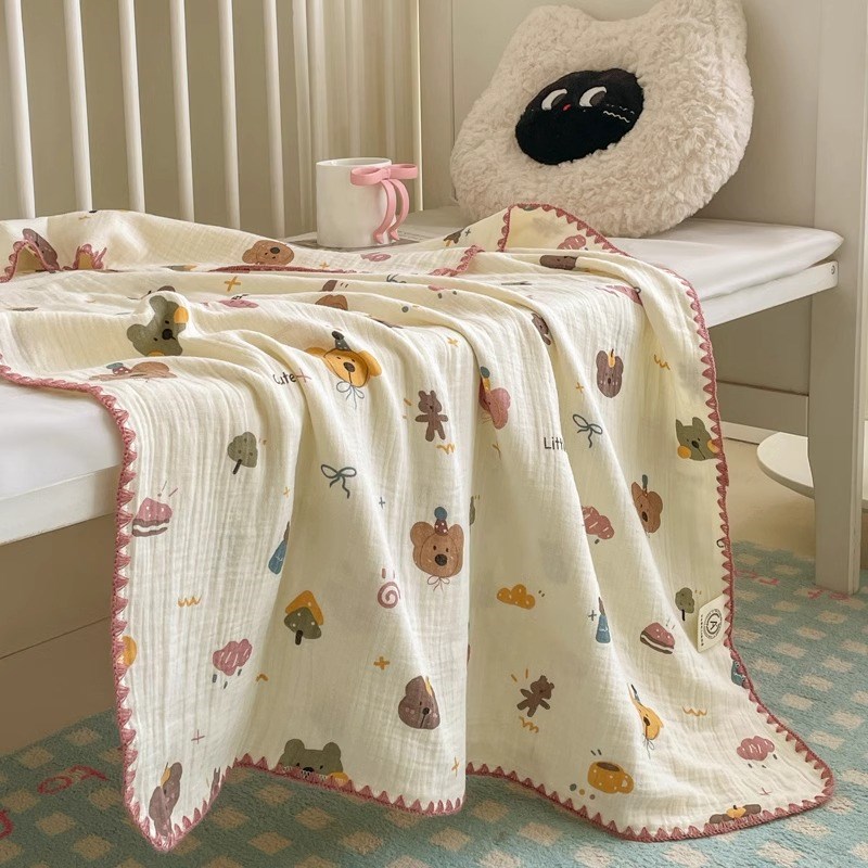 A类全棉皱皱纱夏被毛毯夏季全棉儿童空调被毯午睡毯学生单人盖毯