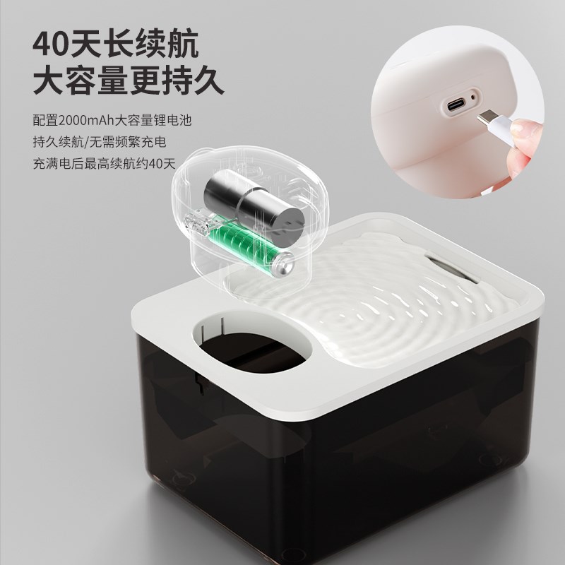 猫咪饮水机自动循环不插电喝水器流动宠物无线饮水器不湿嘴喂水器