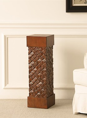 形上实木墩子花架底座雕塑艺术品摆件民宿酒店落地玄关装饰台柱子