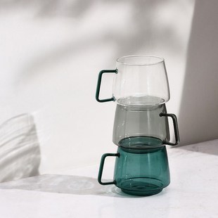 博西家居 玻璃水杯透明摆件家用客厅带手柄泡茶杯子装饰品工艺品