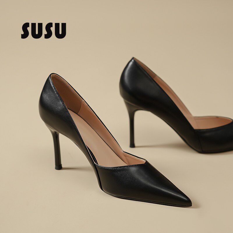 黑色高跟鞋女新款软底久站不累脚工作高级感细跟气质职业皮面单鞋