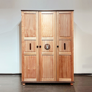 纯实木红檀木儿童衣柜女孩男孩原木木蜡油收纳柜卧室两门三门衣橱