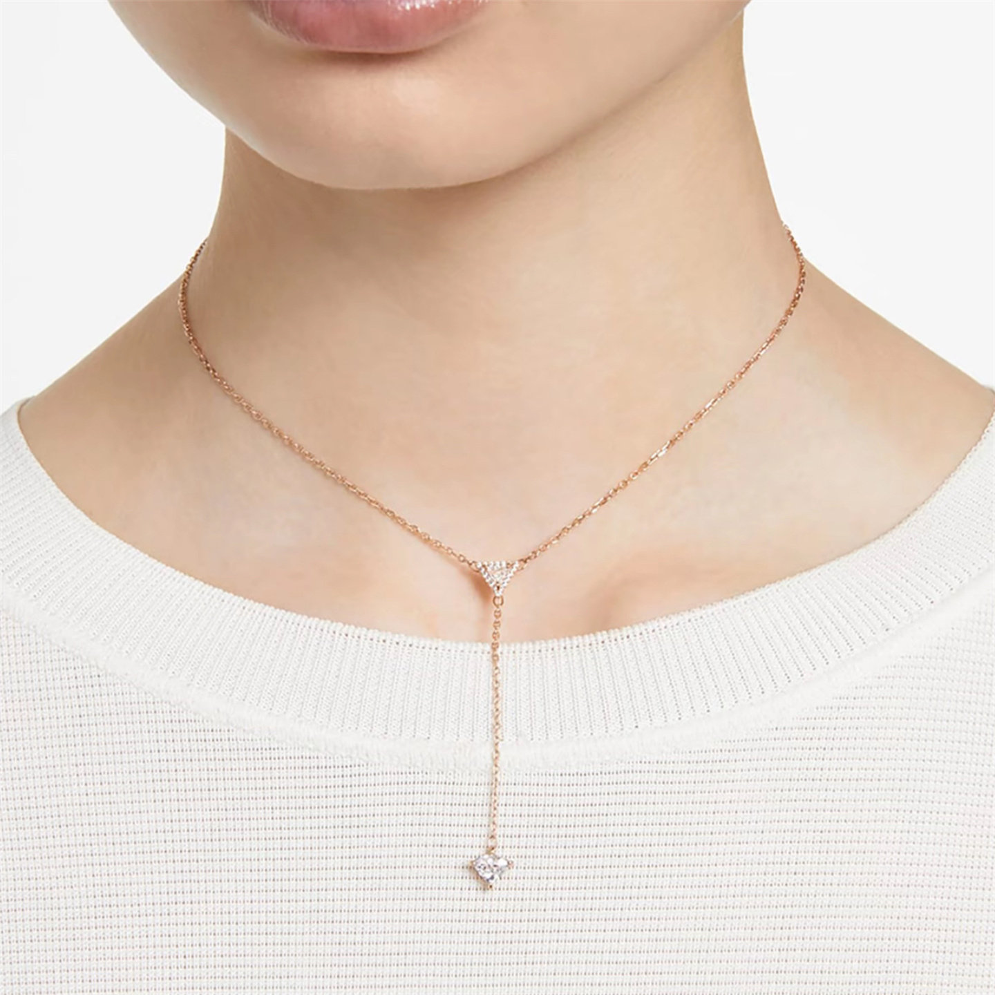 新款三角形水滴项链水晶手链超闪闺蜜耳环流苏女双层手镯轻奢礼物