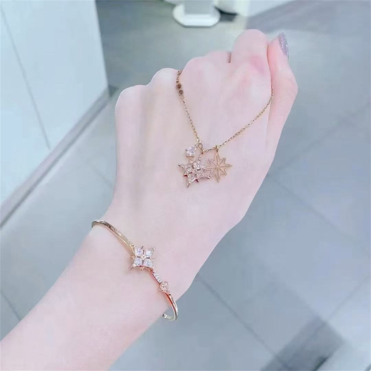 女项链星雪花手镯手链耳环戒指