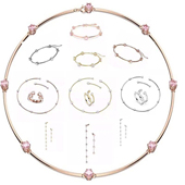 玫瑰金大圈项链手镯耳环耳钉黄金色水晶流苏坠 情人节礼物送女友