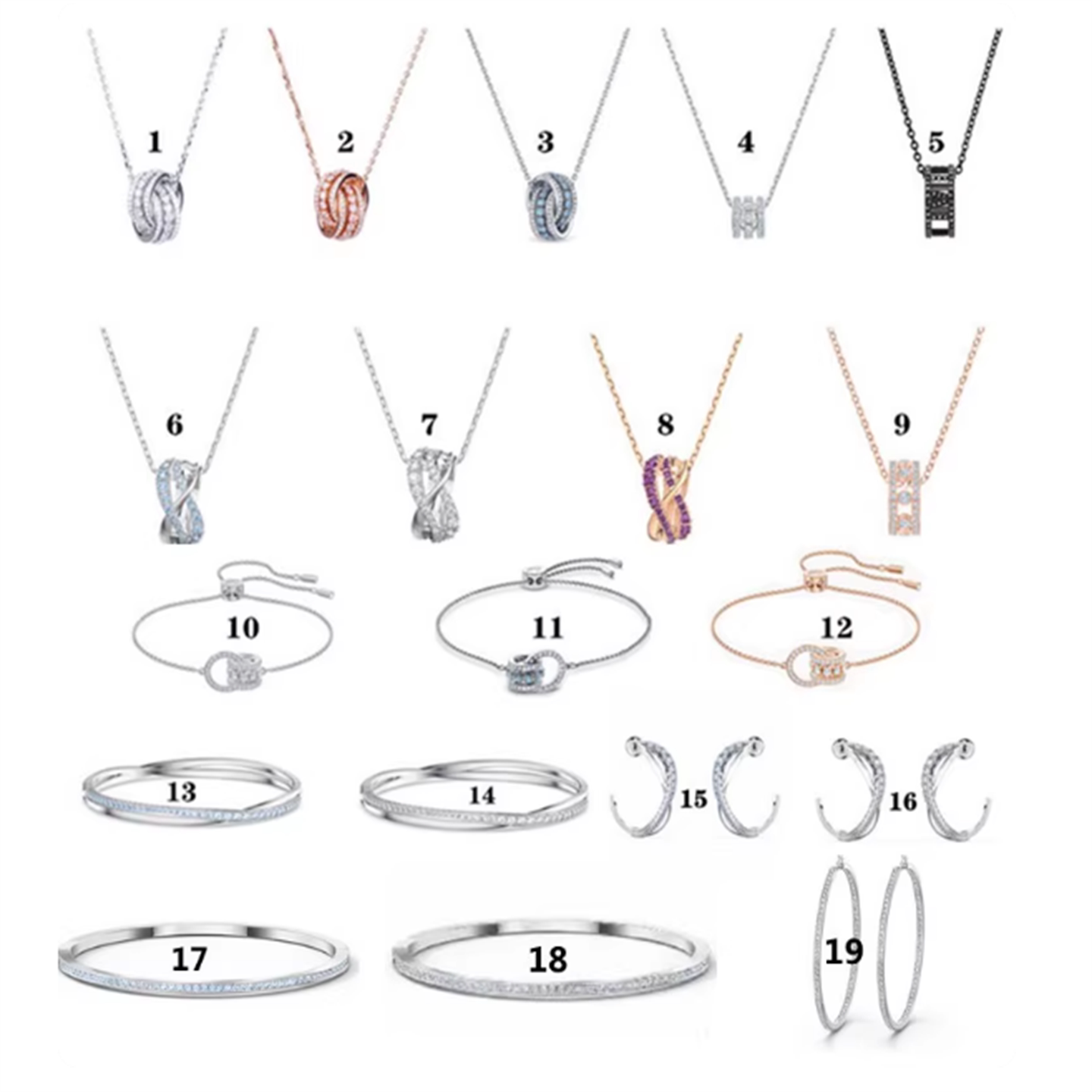 双环玫瑰金项链女小蛮腰锁骨链环环相扣单三排蓝钻申缩手链125周