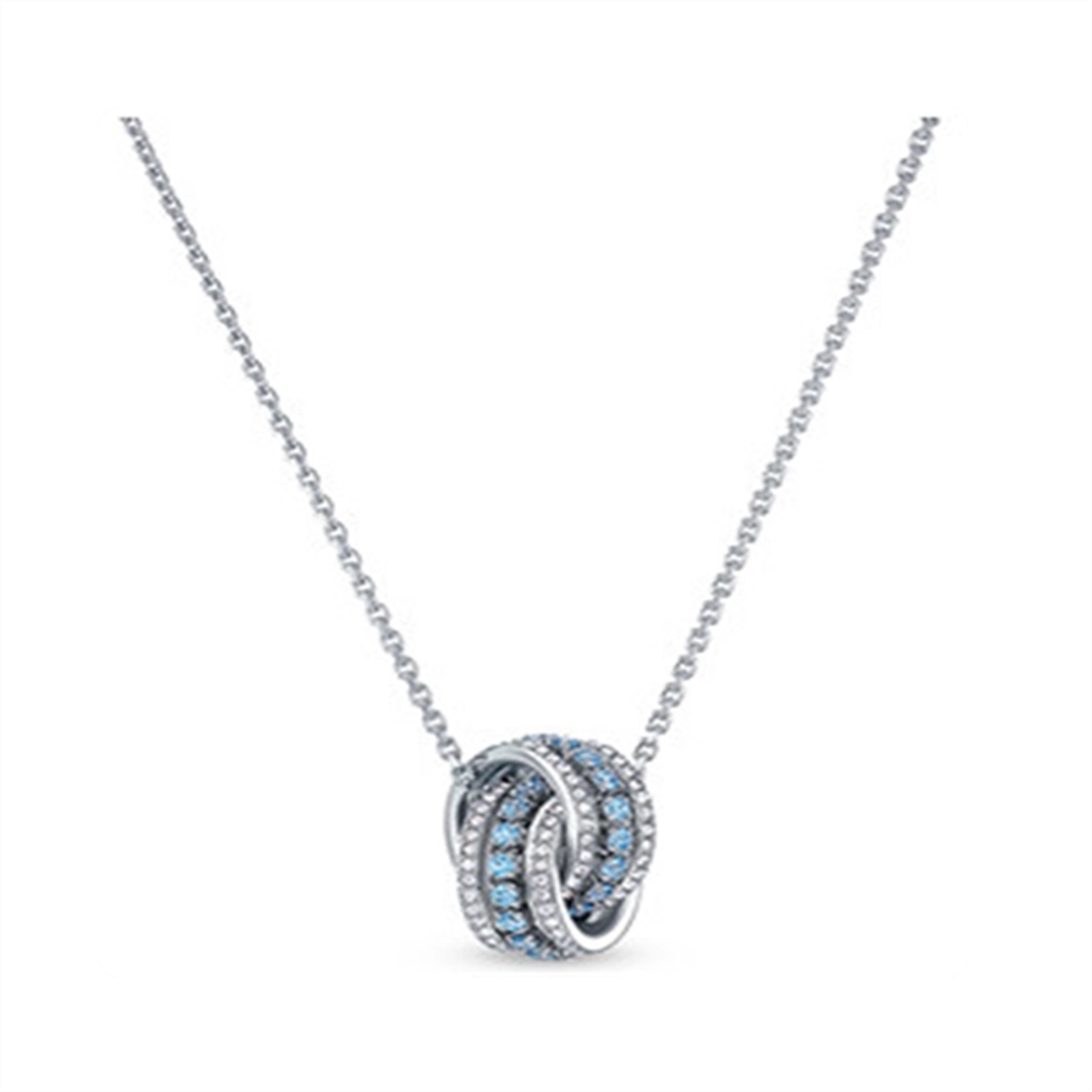 双环玫瑰金项链女小蛮腰锁骨链环环相扣单三排蓝钻申缩手链125周