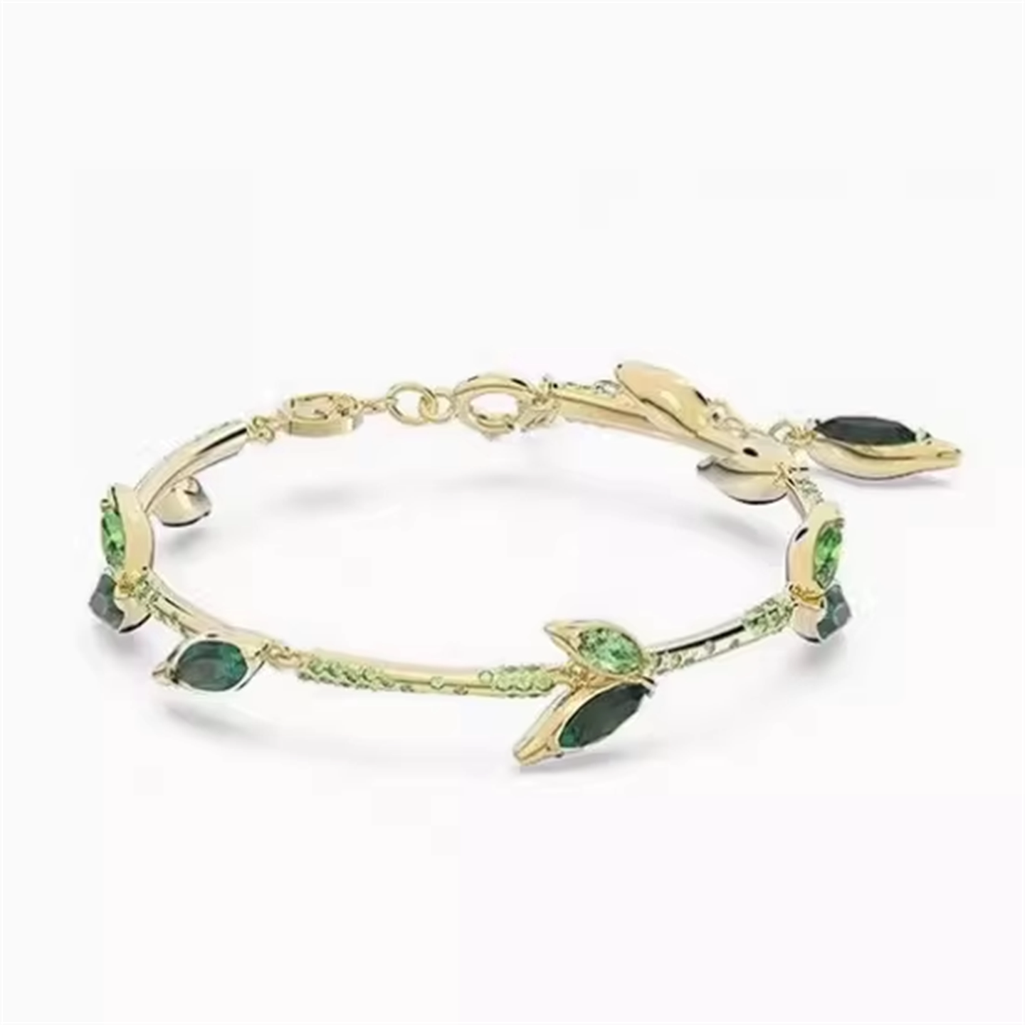 新款 绿色竹子项链女 切割闪亮水晶手链 竹节造型耳环 送女友礼物