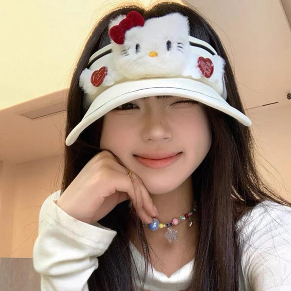夏天Hello款Kitty空顶帽新款2025防晒帽防紫外线子女大帽檐遮阳帽
