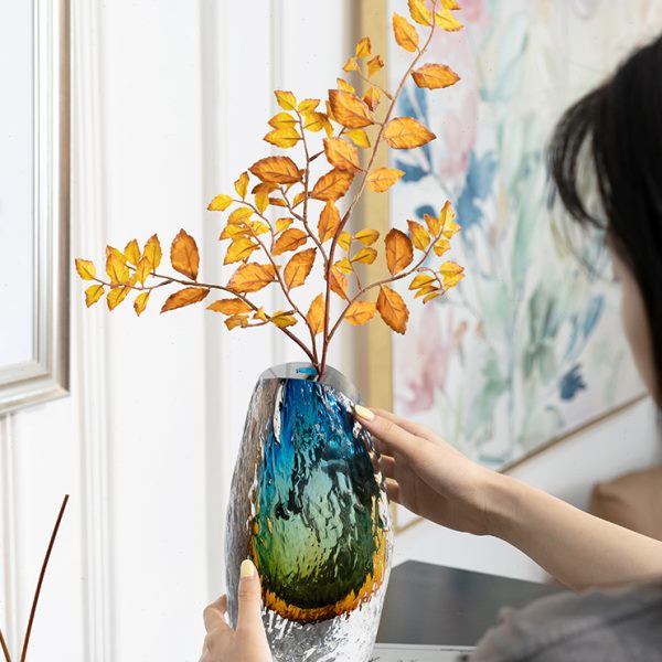 柏梵 现代轻奢琉璃花瓶摆件客厅插花高级感玄关餐桌渐变艺术花瓶