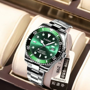 瑞士正品 日历精钢防水夜光男表石英械男手表 牌全自动机芯手表男士