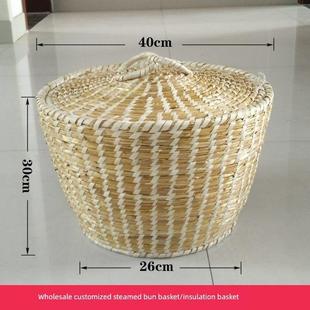 Maipole民间纯手工稻草艺术品珠宝柱式带盖其他收纳盒篮桌面收纳