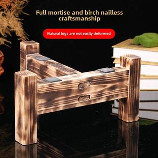 磨石木架子实木支架老杉木圆储物架老刺槐木老石槽茶盘大架子定制