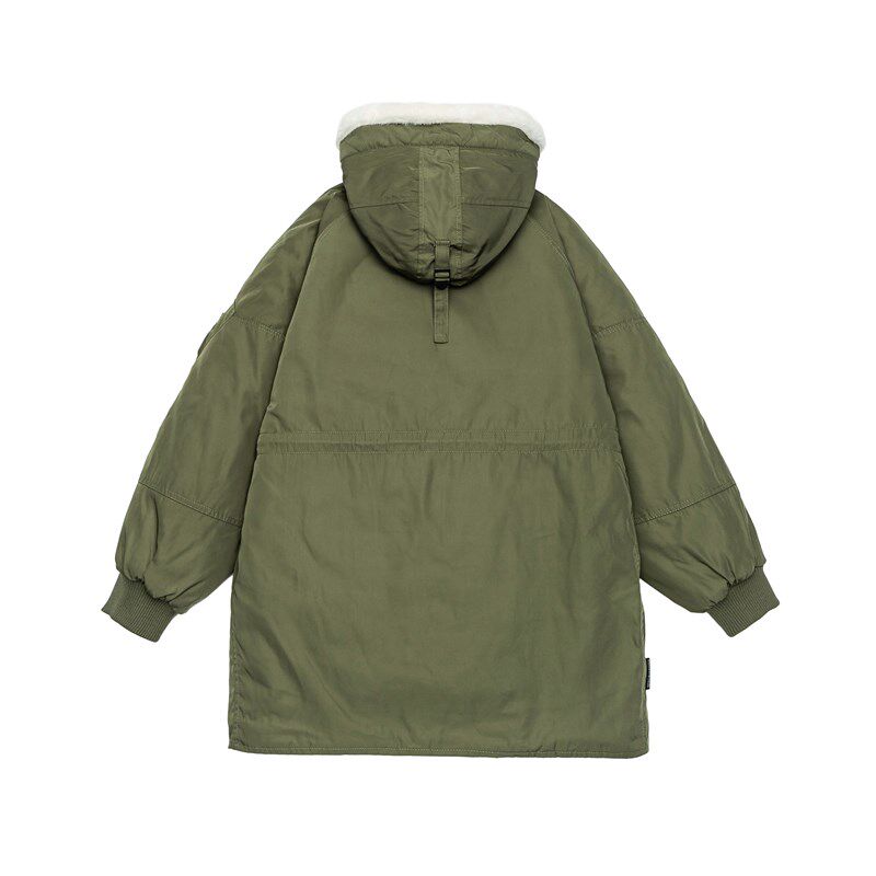 地卜师 长款羊羔绒外套男冬季加绒加厚宽松中长款棉服美式大衣男