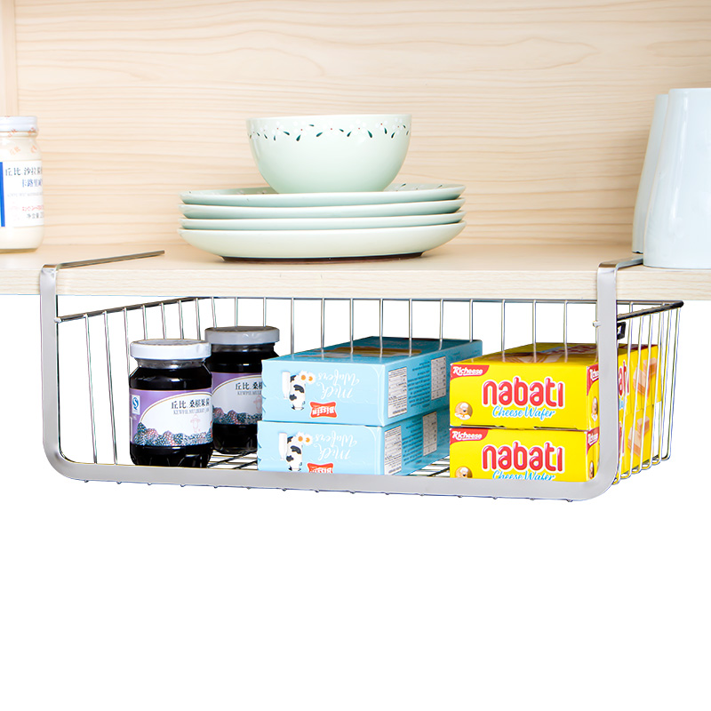 厨房挂架304不锈钢橱柜下挂置物架隔层分层单层收纳挂篮储物架子