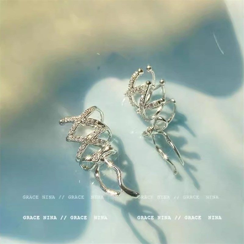 芭蕾美学~微镶绑带蝴蝶结耳夹无耳洞女新款高级感耳骨夹甜美耳饰