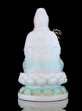 包邮汉白玉观世音菩萨佛像观音菩萨南海观世音家用12英寸供奉摆件