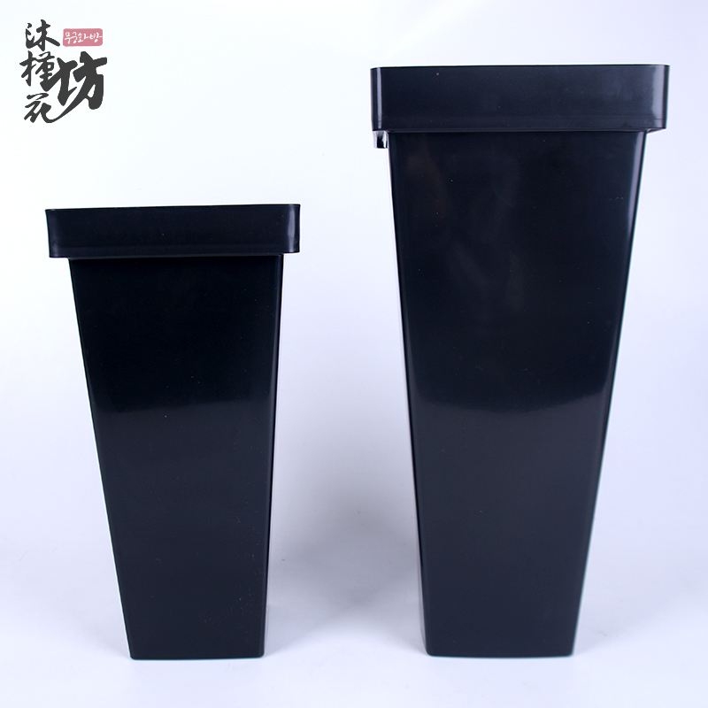 韩式养花桶鲜花店专用醒花桶黑色塑料插花桶加厚方形大号储水桶