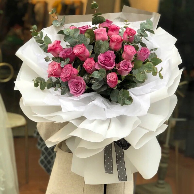 19朵紫玫瑰长春鲜花速递实体鲜花店送花生日祝福情人节母亲节