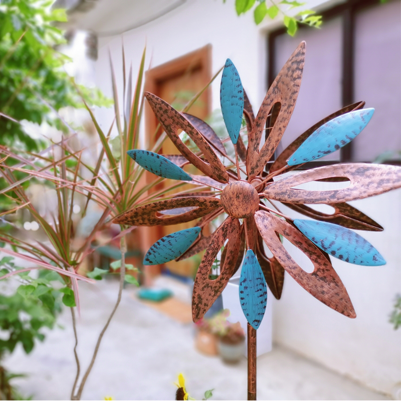 网红户外旋转风车装饰庭院花园幼儿园摆件造景布置茉莉爬藤置物架