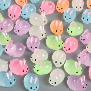 夜光迷你小兔子diy微景观桌面摆件装 饰品玩具树脂小配件卡通公仔