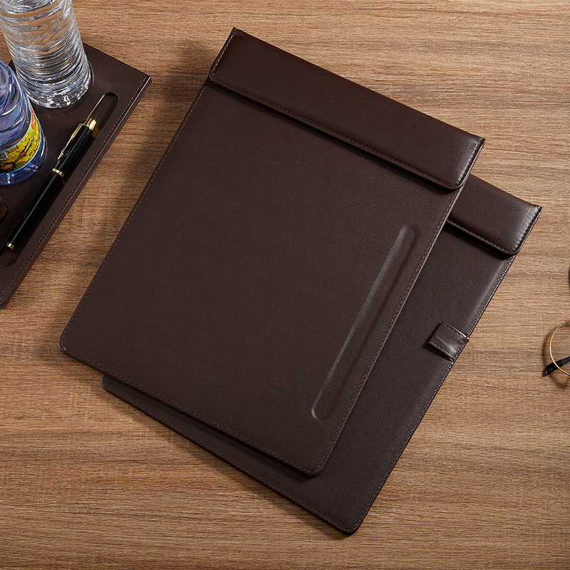 皮革a4会议夹商务会议垫板夹酒店便签夹水杯托套装小学生写字垫板