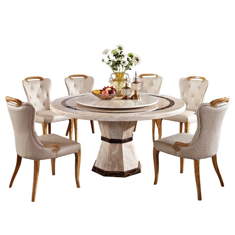 益尚坊大理石餐桌椅组合别墅米黄色6 8 10人酒店圆饭桌欧式大圆桌,住宅家具,大理石餐桌,淘宝优惠券,粉丝福利购,淘宝优惠卷
