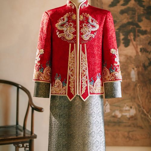 新郎秀禾服2024新款男士结婚敬酒礼服中式龙凤褂男生接亲婚服秀和
