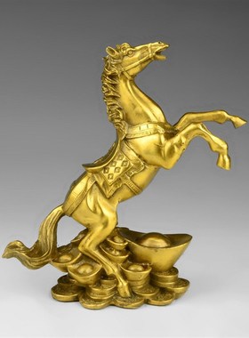 纯铜马摆件招财元宝跃马客厅家居办公室装饰品开业招财礼品工艺品