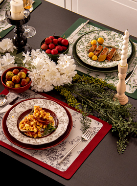 纪恋新婚礼物西餐碗碟餐具套装家用2023新款红色餐盘碗具组合装