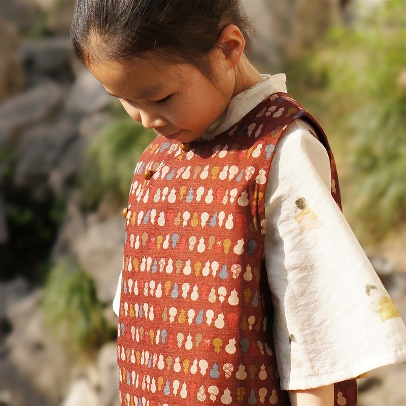 毛小姐 男童女童背心马甲外穿 福禄纹样国风新中式改良 全棉舒适