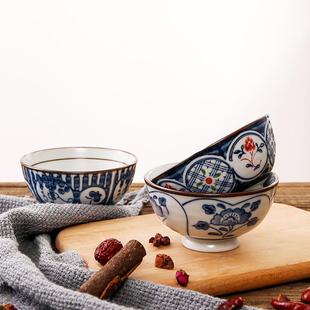 陶瓷餐具4.5英寸米饭碗五入礼盒套装 青花日式 家用吃饭碗