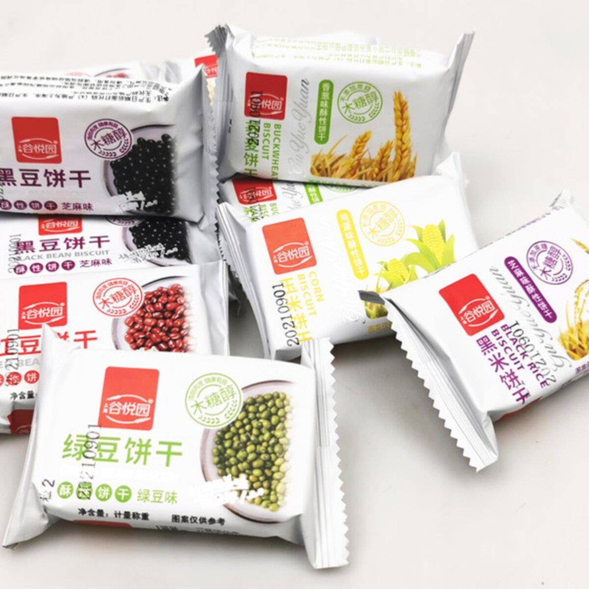 绿豆饼干谷悦园木糖醇饼干3斤无蔗糖红豆绿豆黑豆黑米玉米荞麦饼