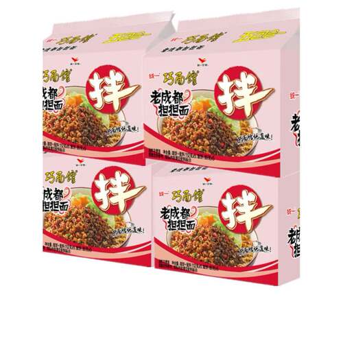 速食拌面统一 巧面馆老成都担担面酱拌面112克5连包袋面速食